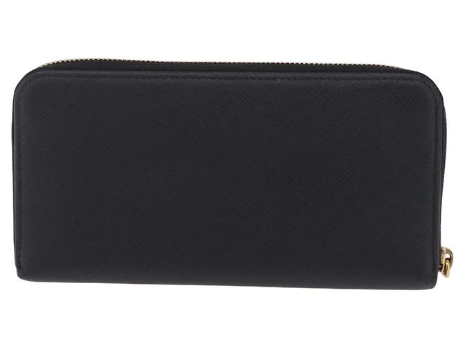 Saffiano PRADA Long Wallet Safiano Leather Black Gold Auth 206459 Golden - view 2