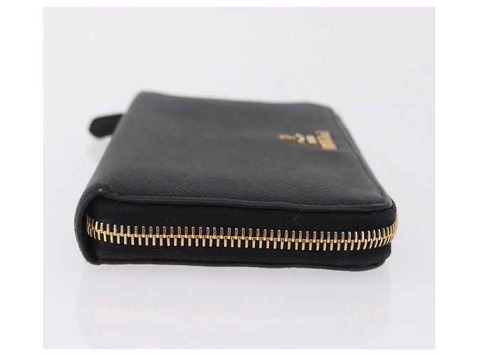 Saffiano PRADA Long Wallet Safiano Leather Black Gold Auth 206459 Golden - view 3