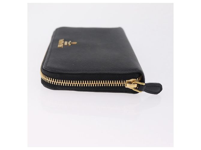 Saffiano PRADA Long Wallet Safiano Leather Black Gold Auth 206459 Golden - view 4