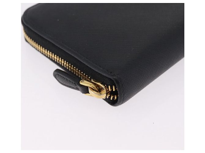 Saffiano PRADA Long Wallet Safiano Leather Black Gold Auth 206459 Golden - view 7