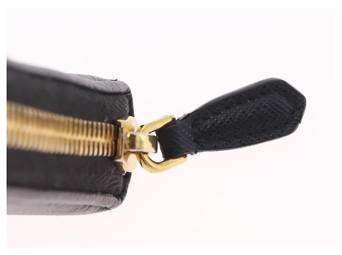 Saffiano PRADA Long Wallet Safiano Leather Black Gold Auth 206459 Golden - view 8