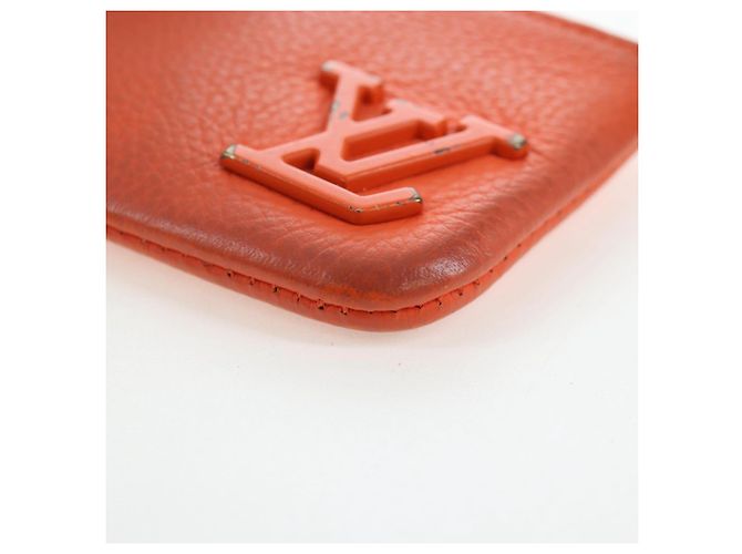 LOUIS VUITTON LV Aerogram Grained Leather Coin Purse M81032 LV Auth BA15781 Naranja - vista 15