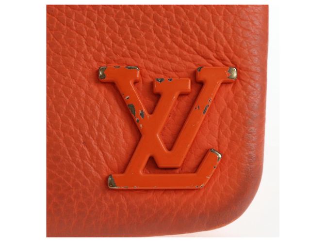 LOUIS VUITTON LV Aerogram Grained Leather Coin Purse M81032 LV Auth BA15781 Naranja - vista 2