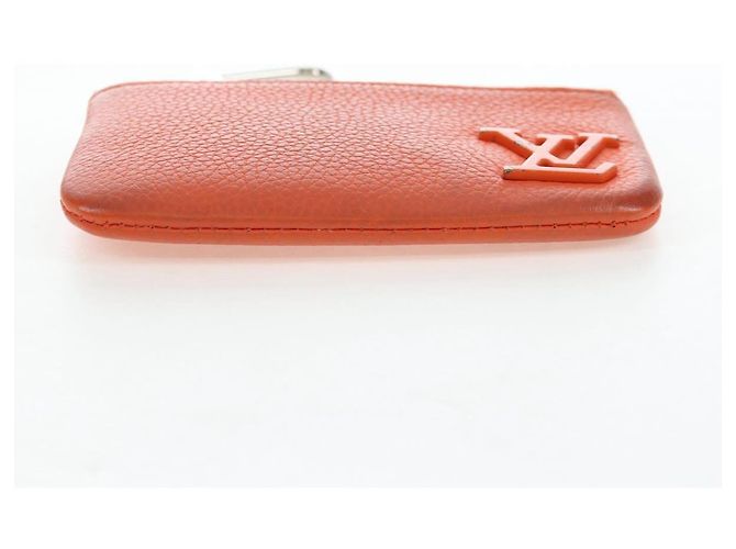 LOUIS VUITTON LV Aerogram Grained Leather Coin Purse M81032 LV Auth BA15781 Naranja - vista 7