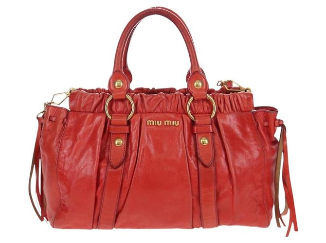 Miu Miu Handtasche Vitter Lux 2way Red Gold Auth 204526V Rot Golden - Ansicht 13