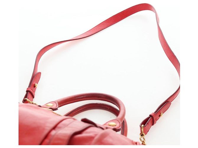 Miu Miu Handtasche Vitter Lux 2way Red Gold Auth 204526V Rot Golden - Ansicht 14