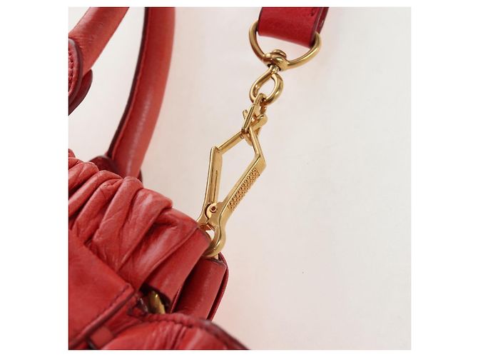 Miu Miu Handtasche Vitter Lux 2way Red Gold Auth 204526V Rot Golden - Ansicht 15