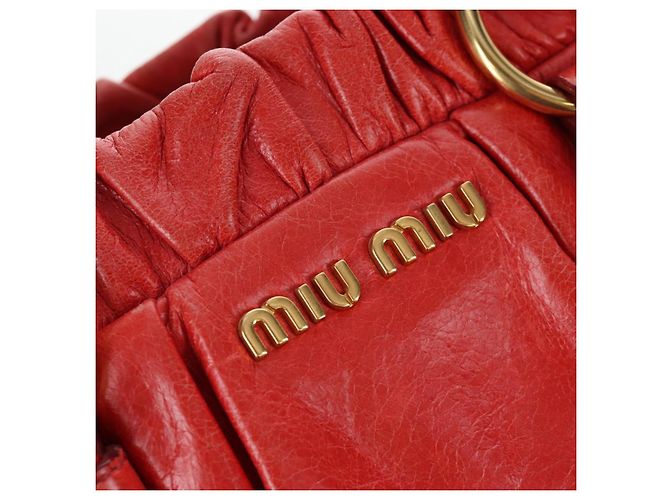 Miu Miu Handtasche Vitter Lux 2way Red Gold Auth 204526V Rot Golden - Ansicht 20