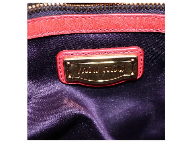 Miu Miu Handtasche Vitter Lux 2way Red Gold Auth 204526V Rot Golden - Ansicht 21