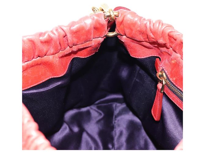 Miu Miu Handtasche Vitter Lux 2way Red Gold Auth 204526V Rot Golden - Ansicht 23