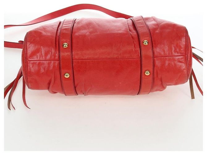 Miu Miu Handtasche Vitter Lux 2way Red Gold Auth 204526V Rot Golden - Ansicht 5