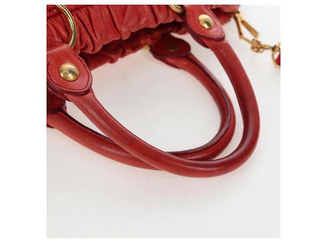Miu Miu Handtasche Vitter Lux 2way Red Gold Auth 204526V Rot Golden - Ansicht 7
