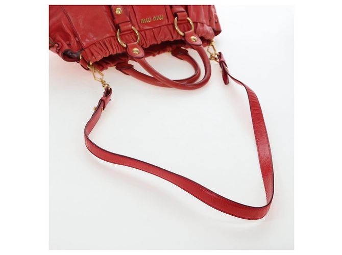 Miu Miu Handtasche Vitter Lux 2way Red Gold Auth 204526V Rot Golden - Ansicht 9