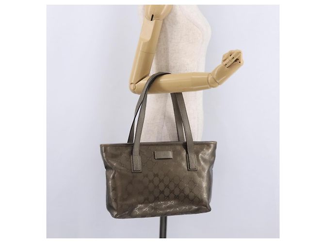 Borsa a mano GUCCI GG Implementation PVC Champagne Gold Silver 211138 Auth ka6518A Argento D'oro - vista 28
