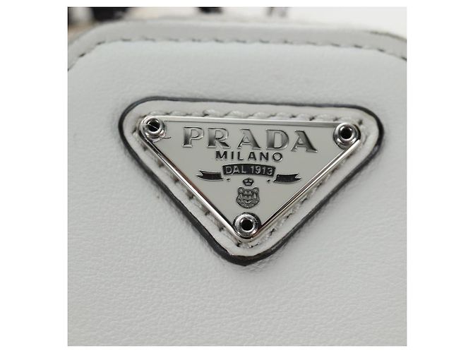 PRADA Shoulder Bag Leather White Silver Auth BA16048M Silvery - view 16