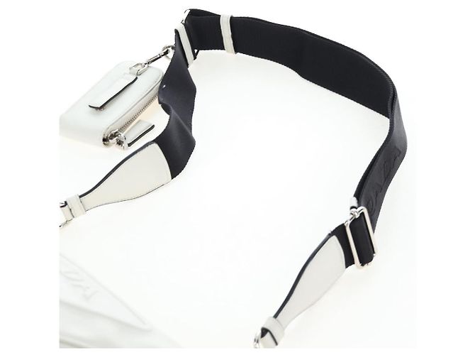 PRADA Shoulder Bag Leather White Silver Auth BA16048M Silvery - view 18