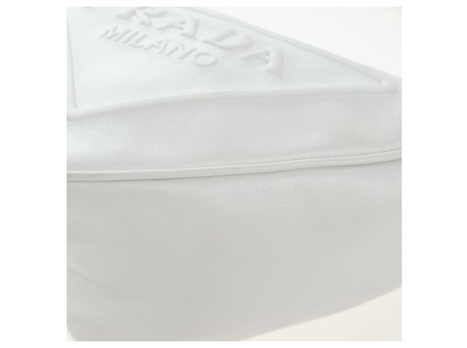 PRADA Shoulder Bag Leather White Silver Auth BA16048M Silvery - view 20