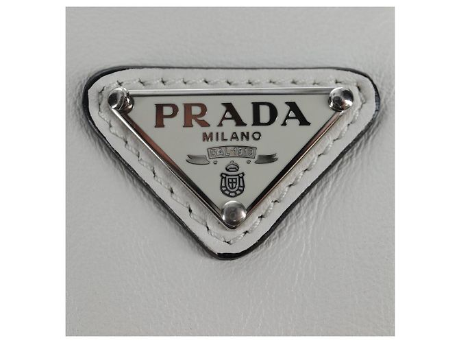 PRADA Shoulder Bag Leather White Silver Auth BA16048M Silvery - view 23