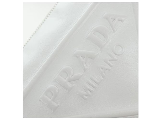 PRADA Shoulder Bag Leather White Silver Auth BA16048M Silvery - view 24