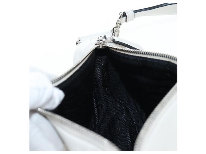 PRADA Shoulder Bag Leather White Silver Auth BA16048M Silvery - view 26