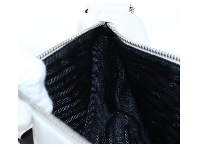 PRADA Shoulder Bag Leather White Silver Auth BA16048M Silvery - view 27