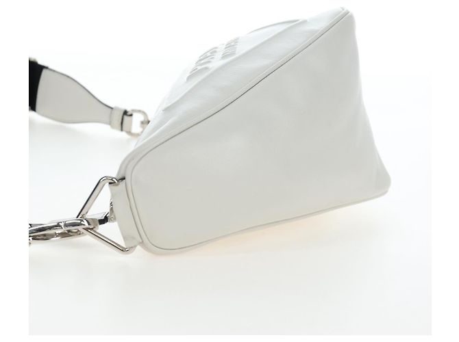 PRADA Shoulder Bag Leather White Silver Auth BA16048M Silvery - view 3