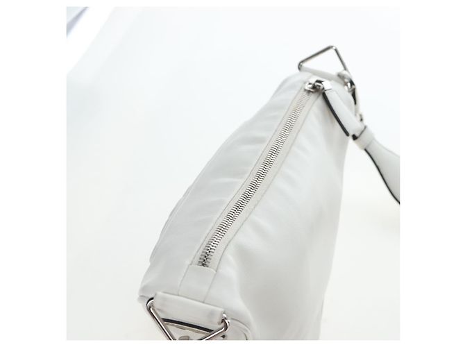 PRADA Shoulder Bag Leather White Silver Auth BA16048M Silvery - view 6
