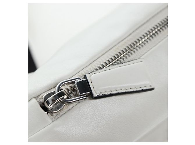 PRADA Shoulder Bag Leather White Silver Auth BA16048M Silvery - view 9