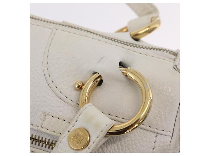 Céline CELINE Handtasche aus Leder, weiß, goldfarben Auth ka6534A - Ansicht 10