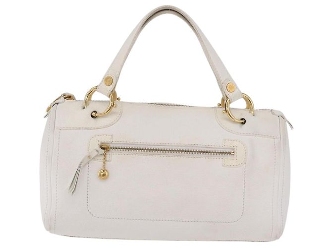 Céline CELINE Handtasche aus Leder, weiß, goldfarben Auth ka6534A - Ansicht 13