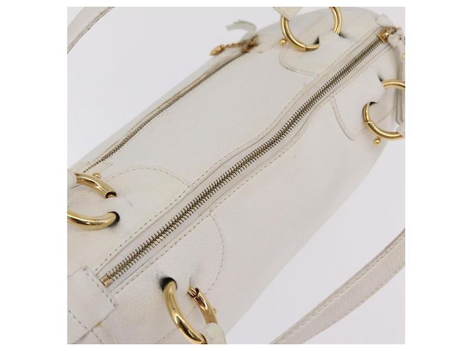 Céline CELINE Handtasche aus Leder, weiß, goldfarben Auth ka6534A - Ansicht 14