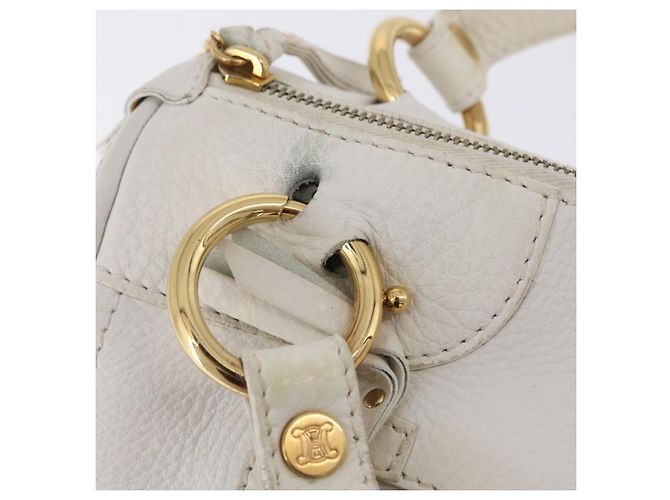 Céline CELINE Handtasche aus Leder, weiß, goldfarben Auth ka6534A - Ansicht 16