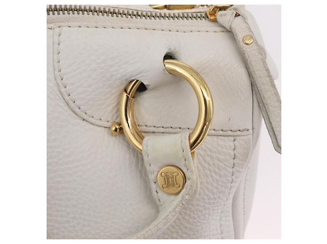 Céline CELINE Handtasche aus Leder, weiß, goldfarben Auth ka6534A - Ansicht 17