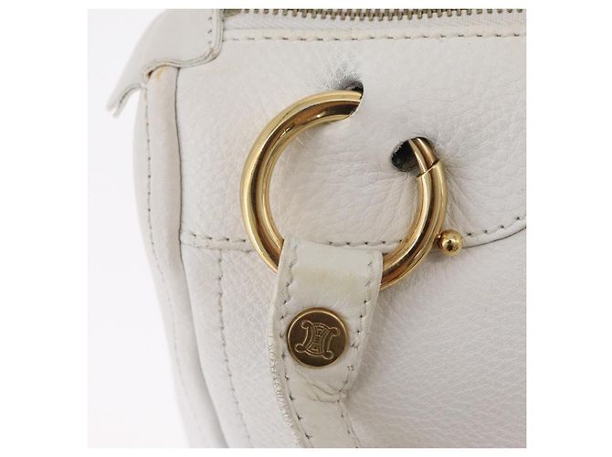 Céline CELINE Handtasche aus Leder, weiß, goldfarben Auth ka6534A - Ansicht 18