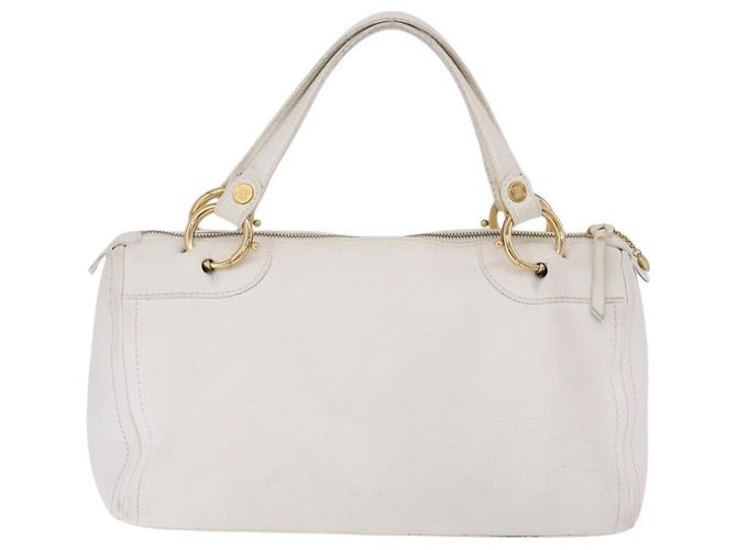 Céline CELINE Handtasche aus Leder, weiß, goldfarben Auth ka6534A - Ansicht 2