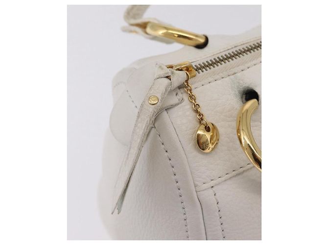 Céline CELINE Handtasche aus Leder, weiß, goldfarben Auth ka6534A - Ansicht 23