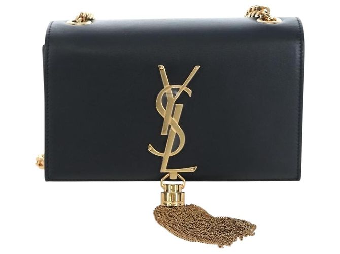 Autre Marque Borsa a tracolla con catena Saint Laurent in pelle nera e oro Auth BA16060V Nero D'oro - vista 13