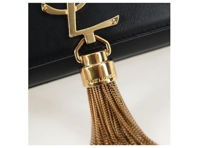 Autre Marque Borsa a tracolla con catena Saint Laurent in pelle nera e oro Auth BA16060V Nero D'oro - vista 19
