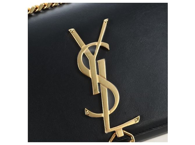 Autre Marque Borsa a tracolla con catena Saint Laurent in pelle nera e oro Auth BA16060V Nero D'oro - vista 20