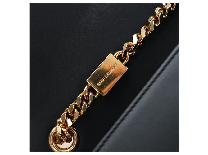 Autre Marque Borsa a tracolla con catena Saint Laurent in pelle nera e oro Auth BA16060V Nero D'oro - vista 22