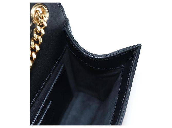 Autre Marque Borsa a tracolla con catena Saint Laurent in pelle nera e oro Auth BA16060V Nero D'oro - vista 24