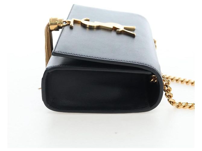 Autre Marque Borsa a tracolla con catena Saint Laurent in pelle nera e oro Auth BA16060V Nero D'oro - vista 4