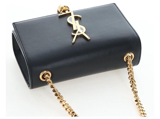 Autre Marque Borsa a tracolla con catena Saint Laurent in pelle nera e oro Auth BA16060V Nero D'oro - vista 6