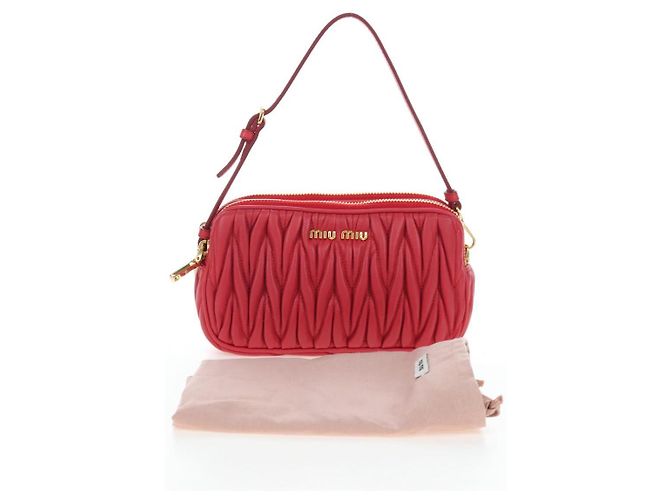 Pochette a mano Miu Miu Matelassé in pelle rossa e oro autentica 207215M Rosso D'oro - vista 12