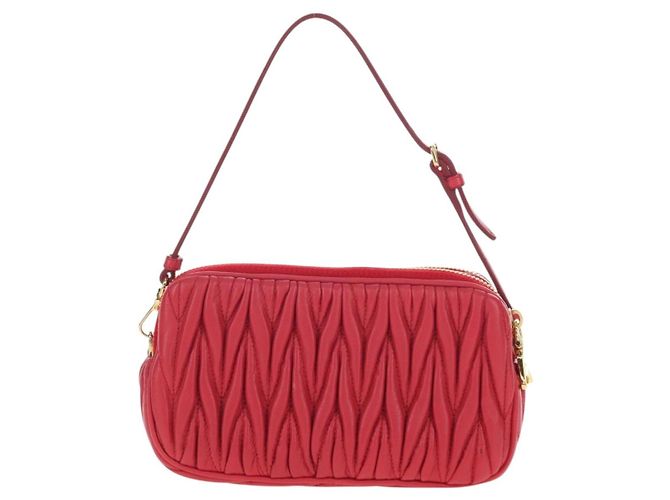 Pochette a mano Miu Miu Matelassé in pelle rossa e oro autentica 207215M Rosso D'oro - vista 2