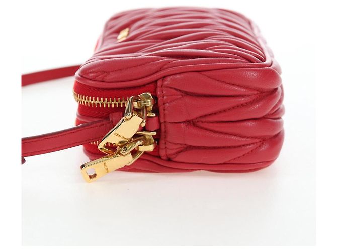 Pochette a mano Miu Miu Matelassé in pelle rossa e oro autentica 207215M Rosso D'oro - vista 3