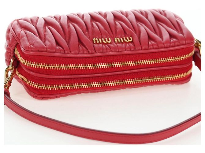 Pochette a mano Miu Miu Matelassé in pelle rossa e oro autentica 207215M Rosso D'oro - vista 6