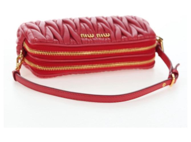 Pochette a mano Miu Miu Matelassé in pelle rossa e oro autentica 207215M Rosso D'oro - vista 7
