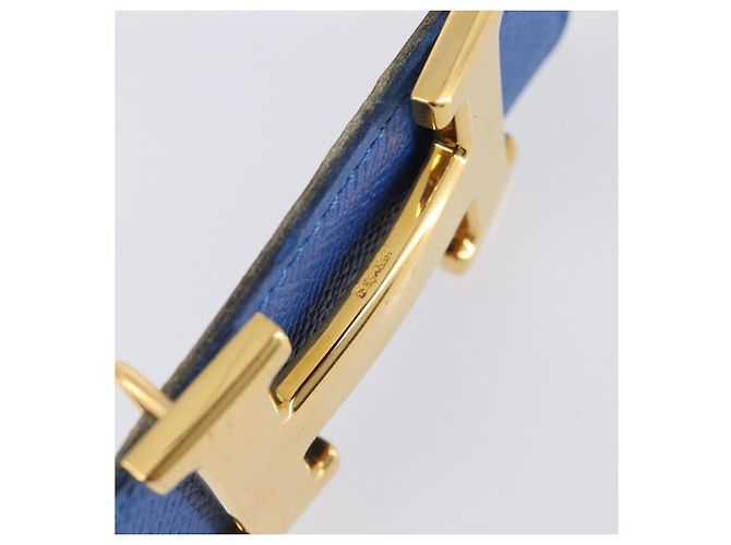 Hermès Cinturón HERMES Constance H de cuero 70 Brown Gold Auth 205238V Castaño Dorado - vista 8