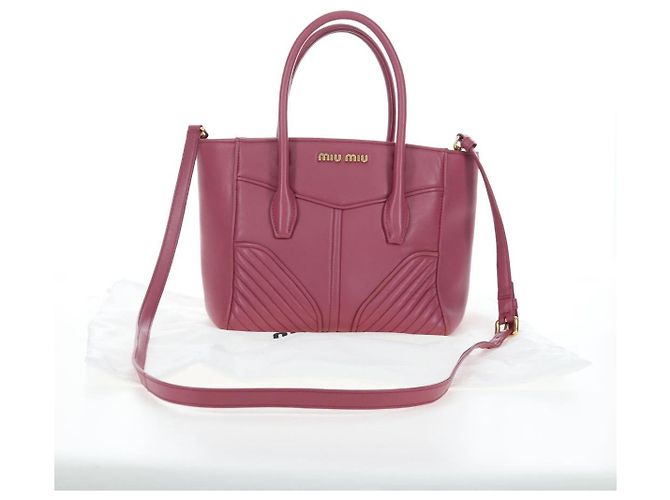 Miu Miu Hand Bag Leather 2way Pink Gold 5BA145 Auth am12700V Golden - view 12